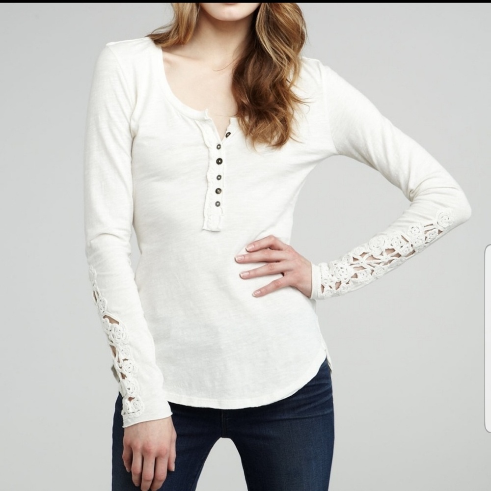 🚫SOLD🚫{Free People} Crochet Cuff Henley - Picture 3 of 8